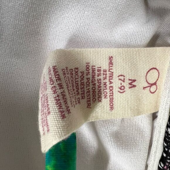 OP Pink Floral and Black Striped One Piece Swimsuit - Picture 6 of 9